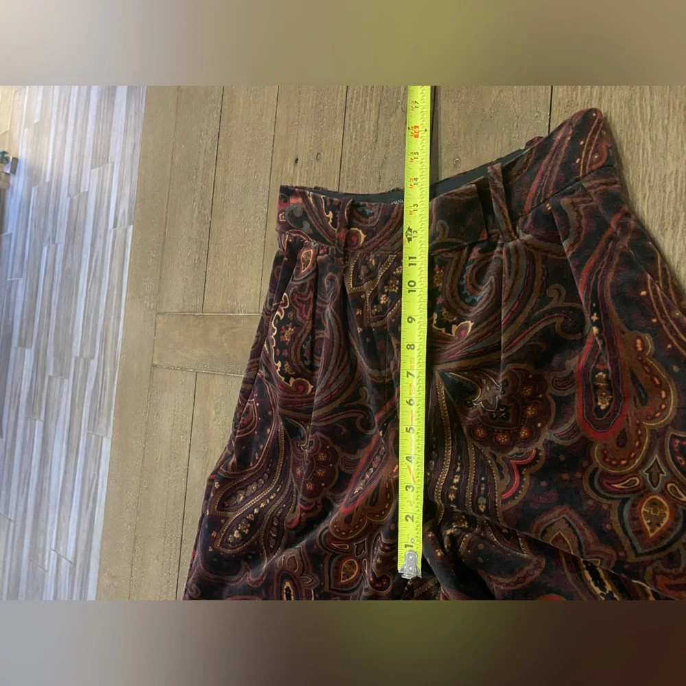 Banana Republic Paisley Velvet Wide‑Leg Pants Size 2 Quiet Luxury Old Money - Picture 10 of 13